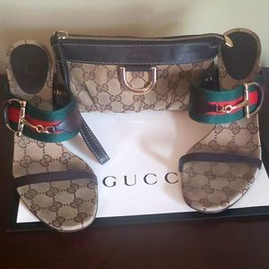 GUCCI GG Monogram Bundle Heels And Clutch